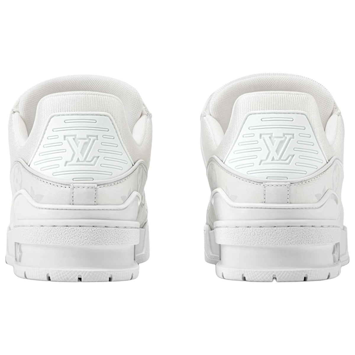 Louis Vuitton Trainer Women's Leather Sneakers, White & Gray