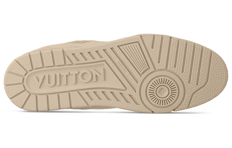 LOUIS VUITTON Trainer Men's Beige Leather Low-Top Sneakers