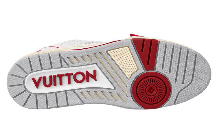 LOUIS VUITTON Trainer Men's White & Red Strap Sneakers