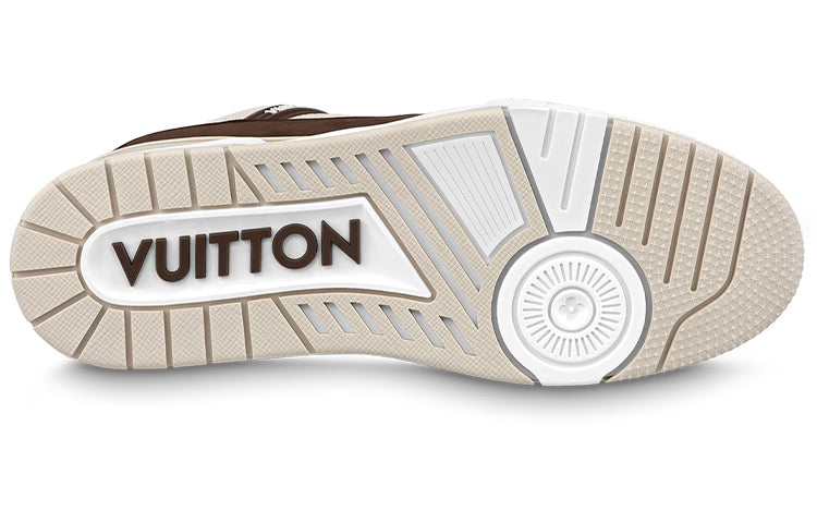 LOUIS VUITTON Trainer Unisex Mocha Brown & White Low-Top Sneakers