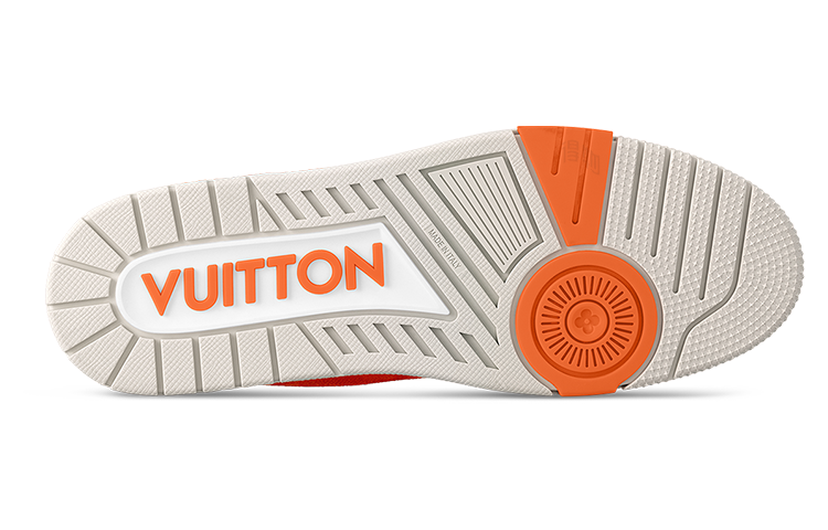 LOUIS VUITTON Trainer Unisex Orange & White Checkerboard Sneakers