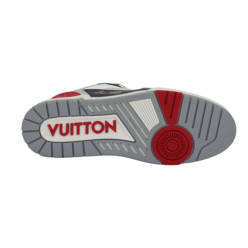 Louis Vuitton Trainer Men's Low-Top Sneakers, Black, Red & White