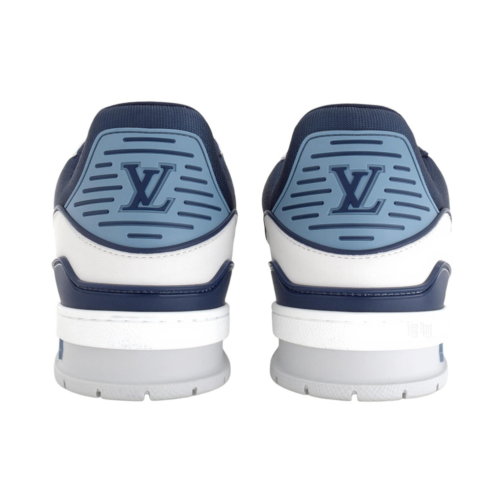 Louis Vuitton Trainer Men's Navy Blue & White Grained Calfskin Sneakers