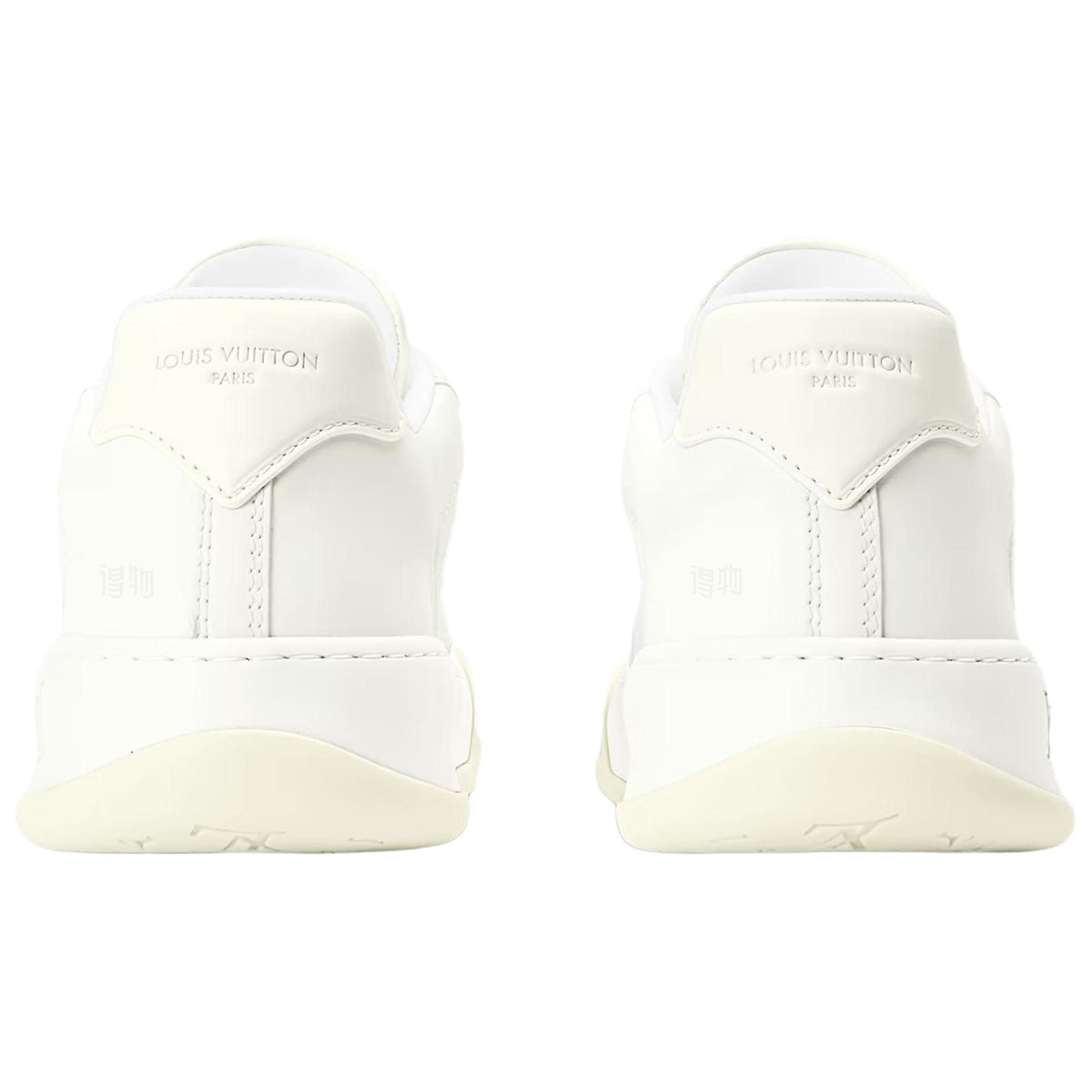LOUIS VUITTON Tilted Men's White Calfskin Low-Top Sneakers