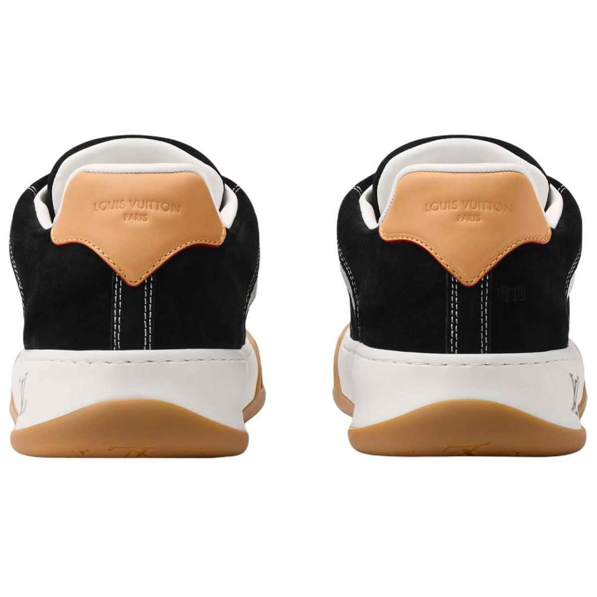 Louis Vuitton Tilted Men's Black Suede Calfskin Sneakers with Gum Sole