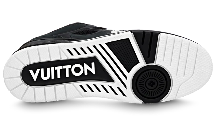 LOUIS VUITTON Skate Men's Black Low-Top Sneakers with White Accents