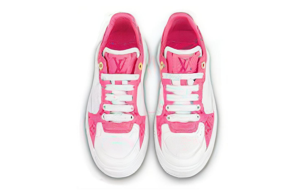 LOUIS VUITTON Time Out Women's White & Pink Leather Platform Sneakers