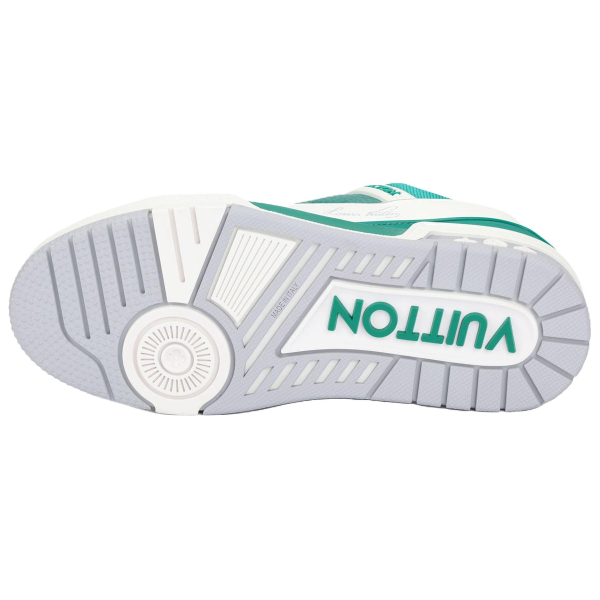 LOUIS VUITTON Trainer Women's Green & White Leather Sneakers