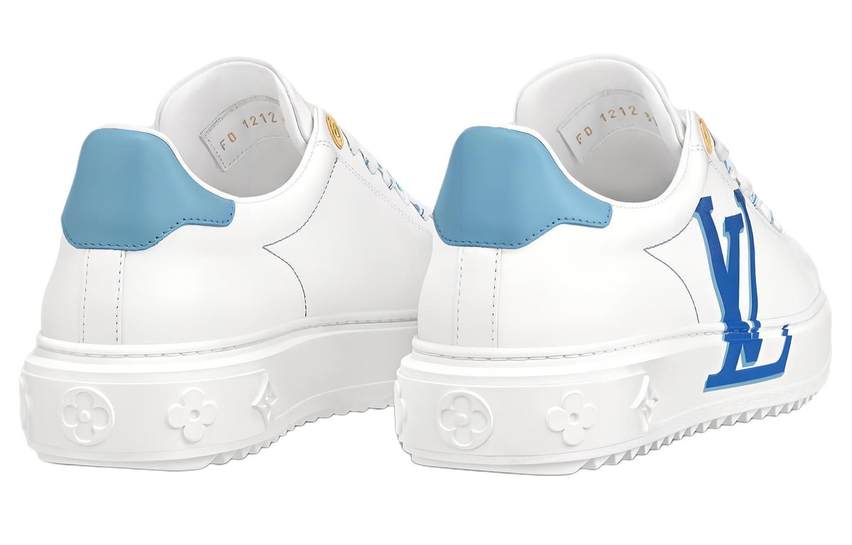 LOUIS VUITTON Time Out Women's White & Blue Leather Platform Sneakers