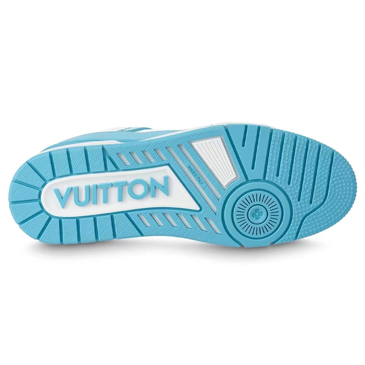LV Trainer Unisex Low-Top Sneakers, Sky Blue & White Leather