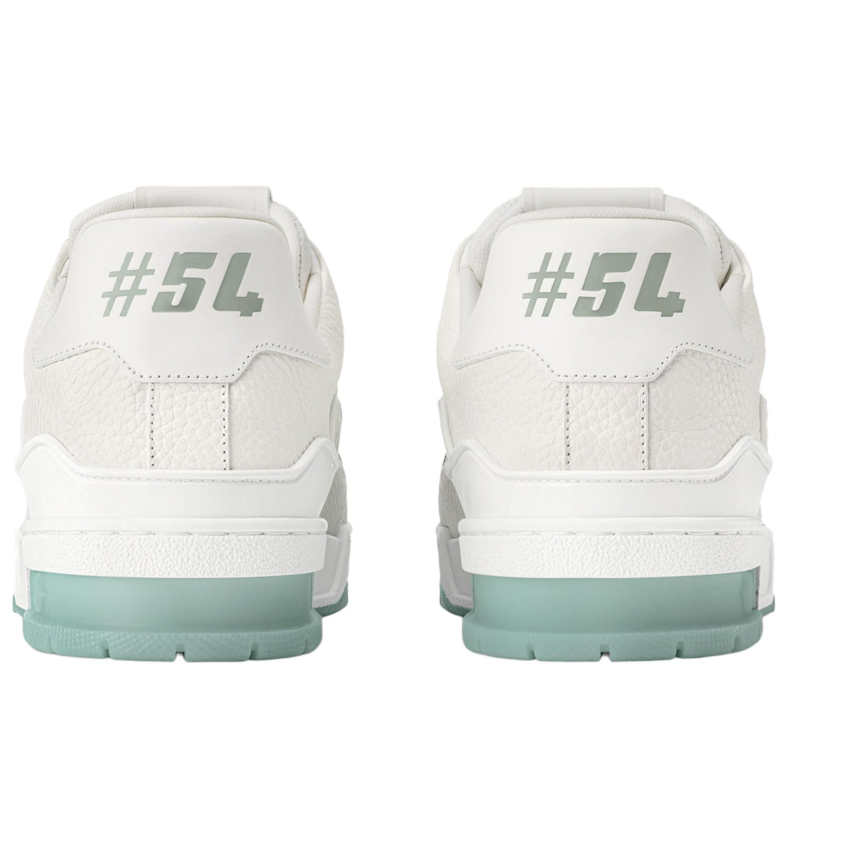 LOUIS VUITTON Trainer Women's White Leather Sneakers with Mint Green Sole