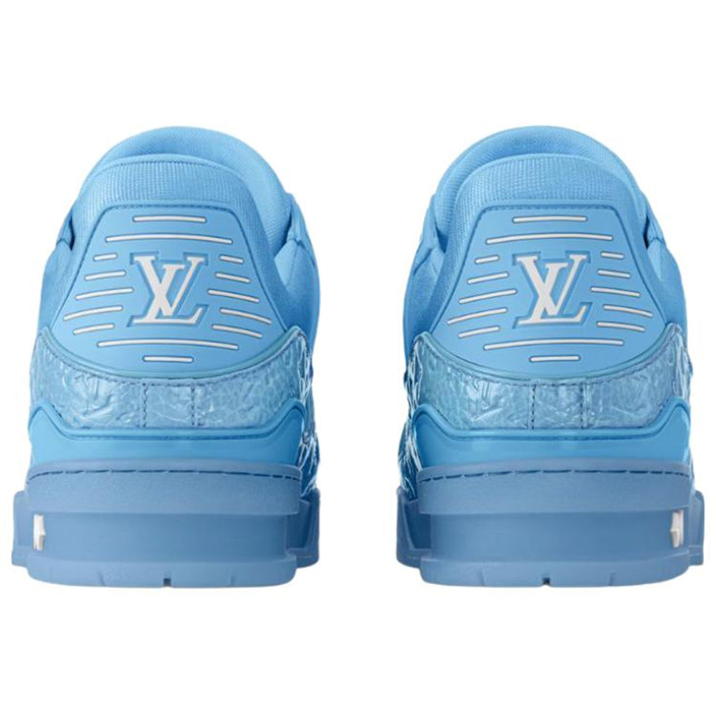 Louis Vuitton Trainer Men's Blue Embossed Patent Calfskin Sneakers
