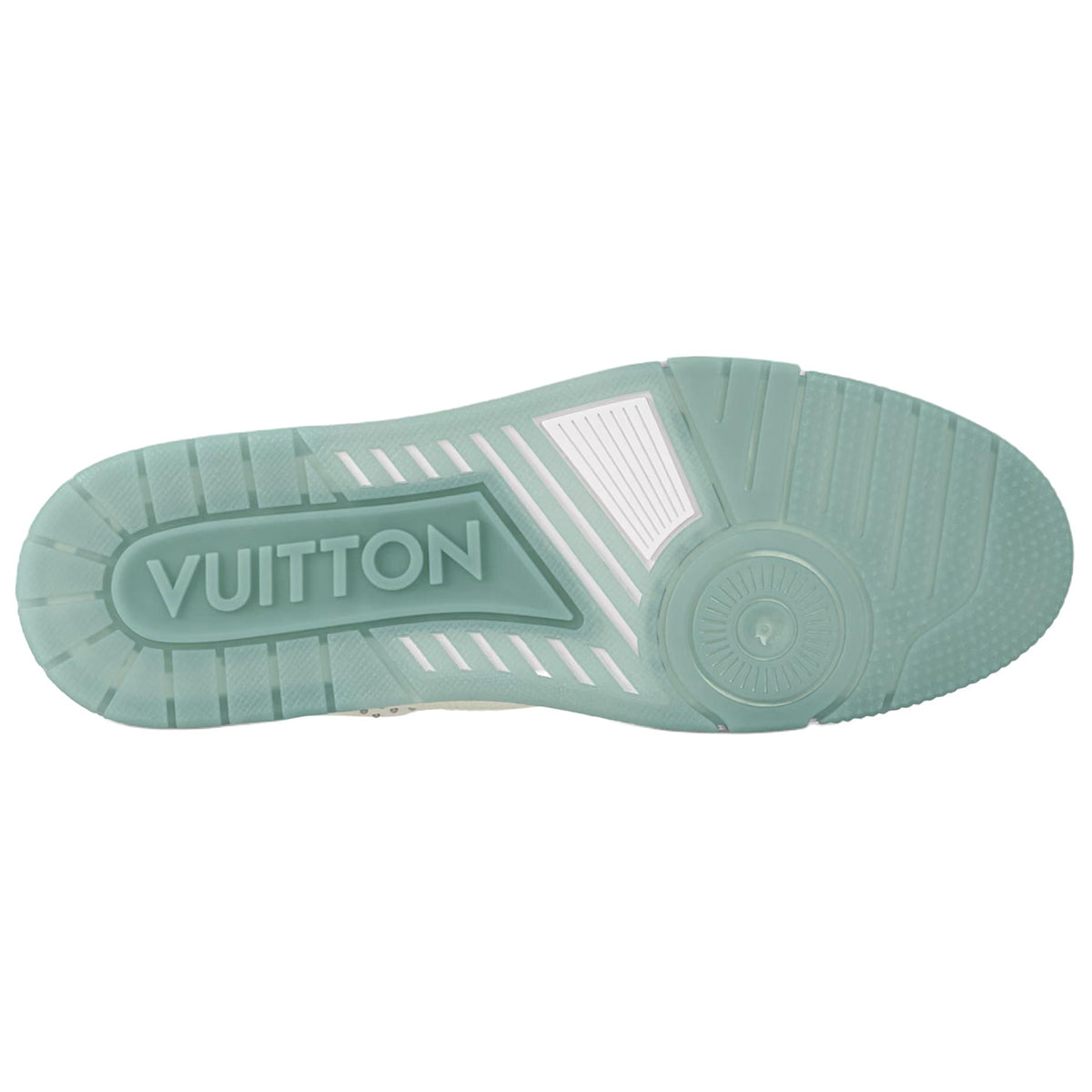 Louis Vuitton Trainer Men's White & Mint Green Grained Calfskin Sneakers