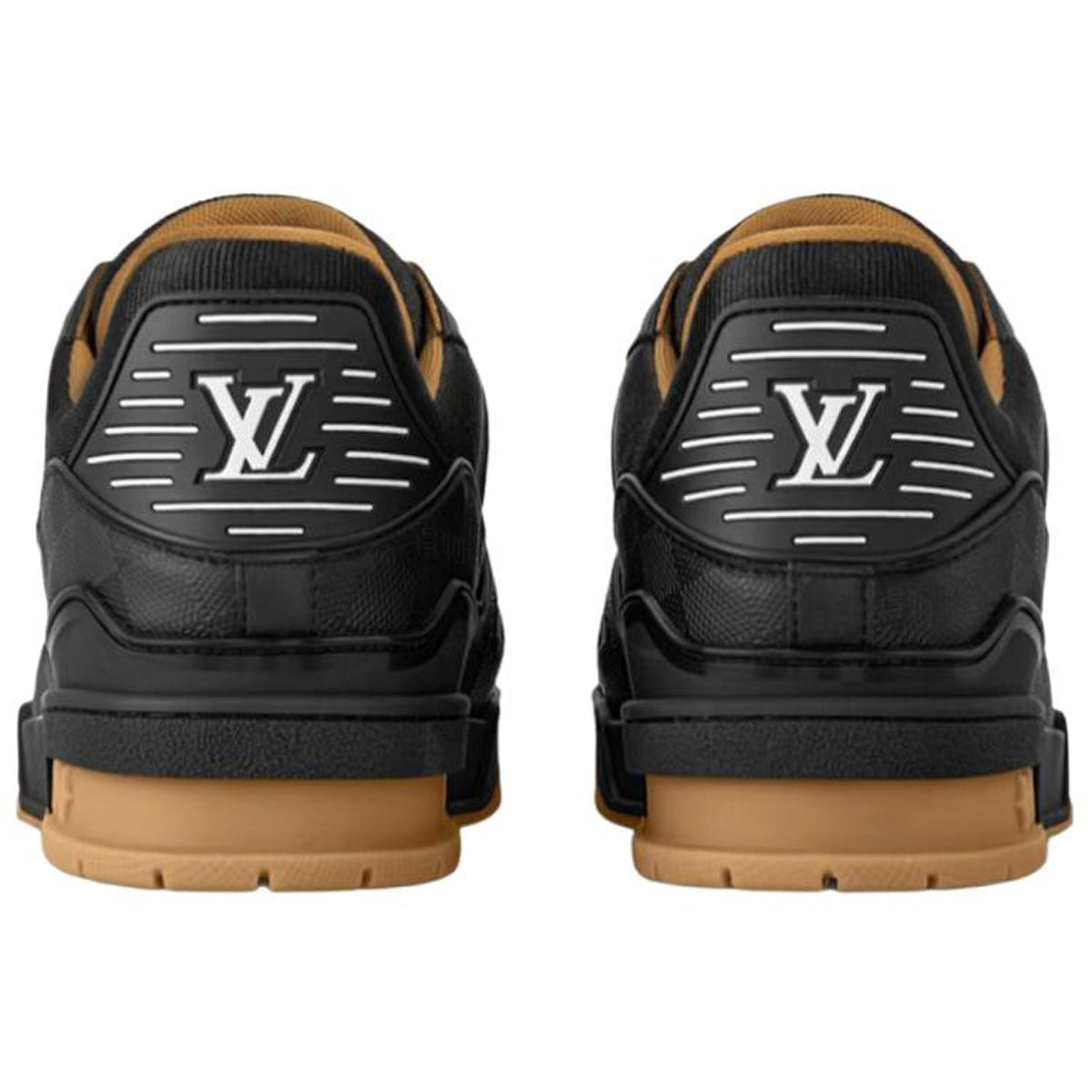 Louis Vuitton Trainer Men's Black Calfskin Sneakers with Brown Sole