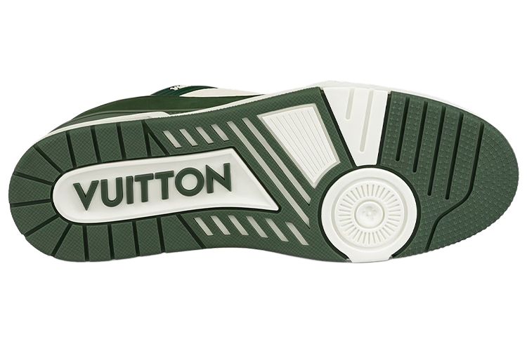 LOUIS VUITTON Trainer Unisex Green & White Low-Top Sneakers