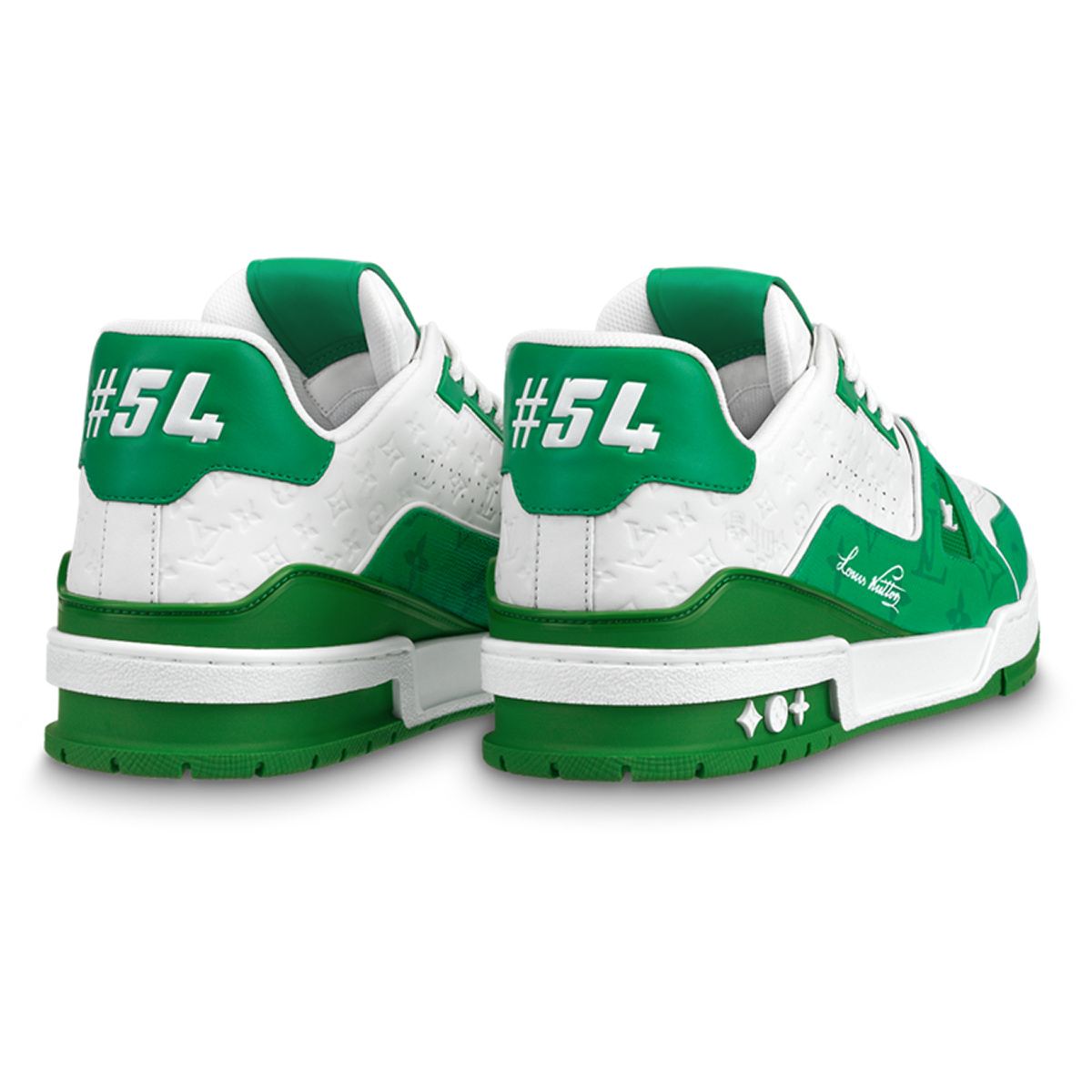 Louis Vuitton Trainer Low-Top Sneakers, Green & White