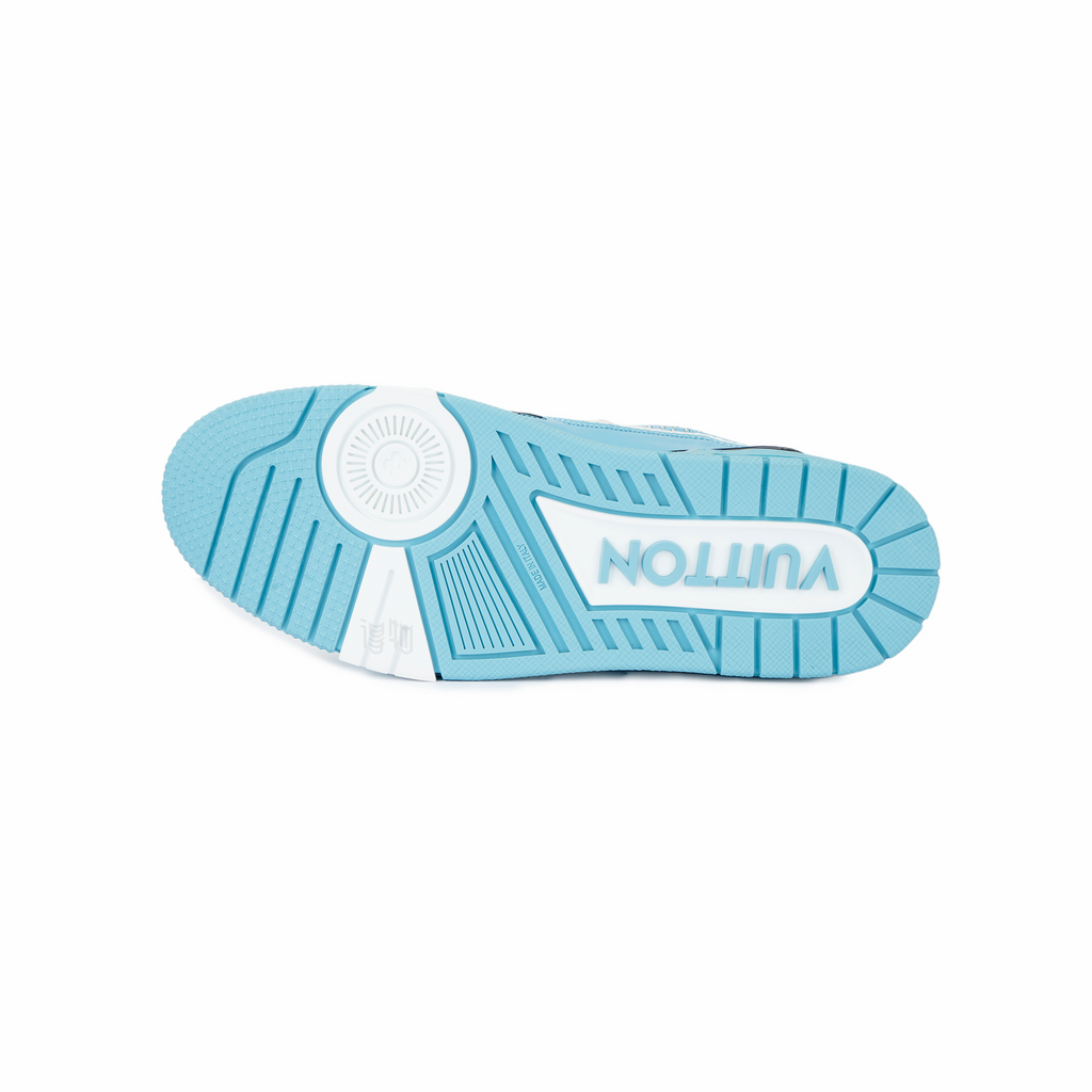 LOUIS VUITTON Trainer Unisex Light Blue & Black Low-Top Sneakers