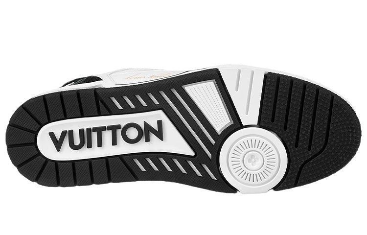 LOUIS VUITTON Trainer Unisex Black & White Monogram Strap Sneakers
