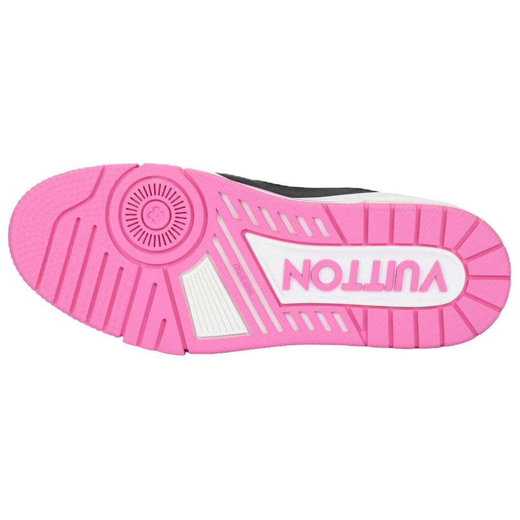 Louis Vuitton Trainer Men's Low-Top Sneakers, Black & White with Pink Sole