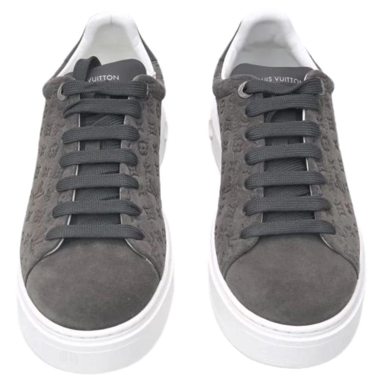 LOUIS VUITTON Time Out Women's Grey Monogram Suede Platform Sneakers