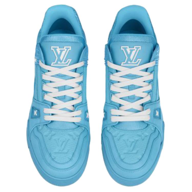 LOUIS VUITTON Trainer Unisex Light Blue Leather Sneakers
