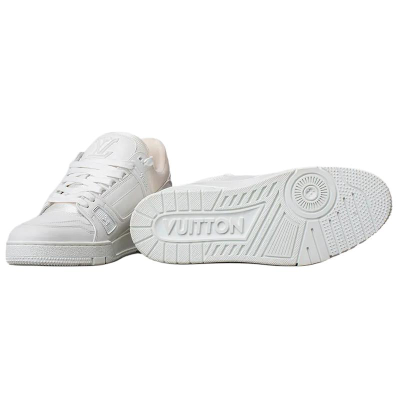 LOUIS VUITTON Trainer Men's All-White Leather Low-Top Sneakers