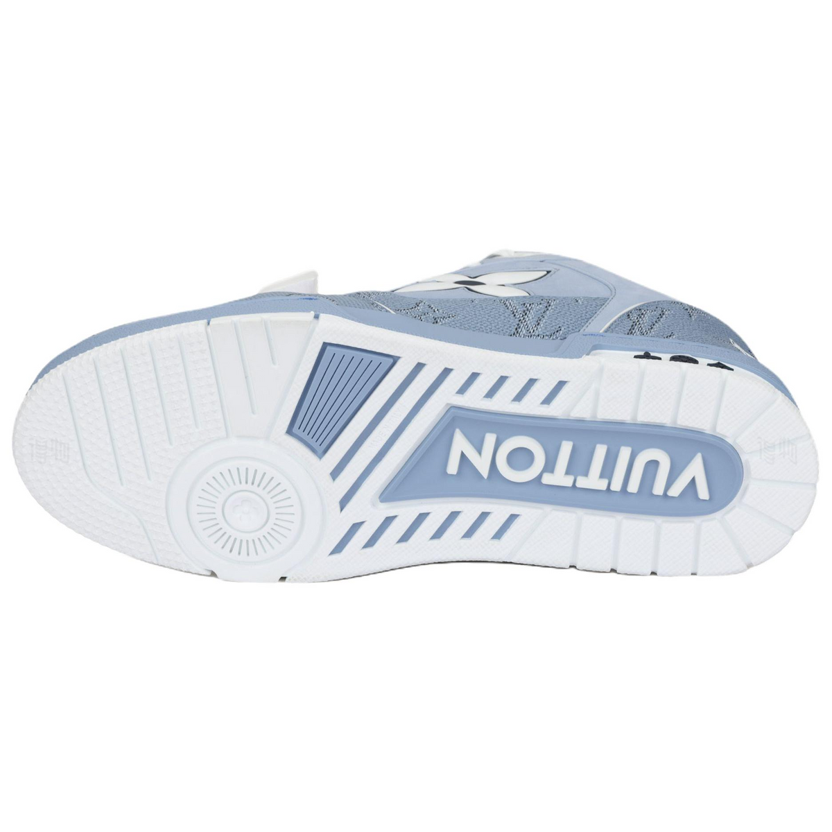 LOUIS VUITTON Trainer Unisex Light Blue Monogram Leather Strap Sneakers