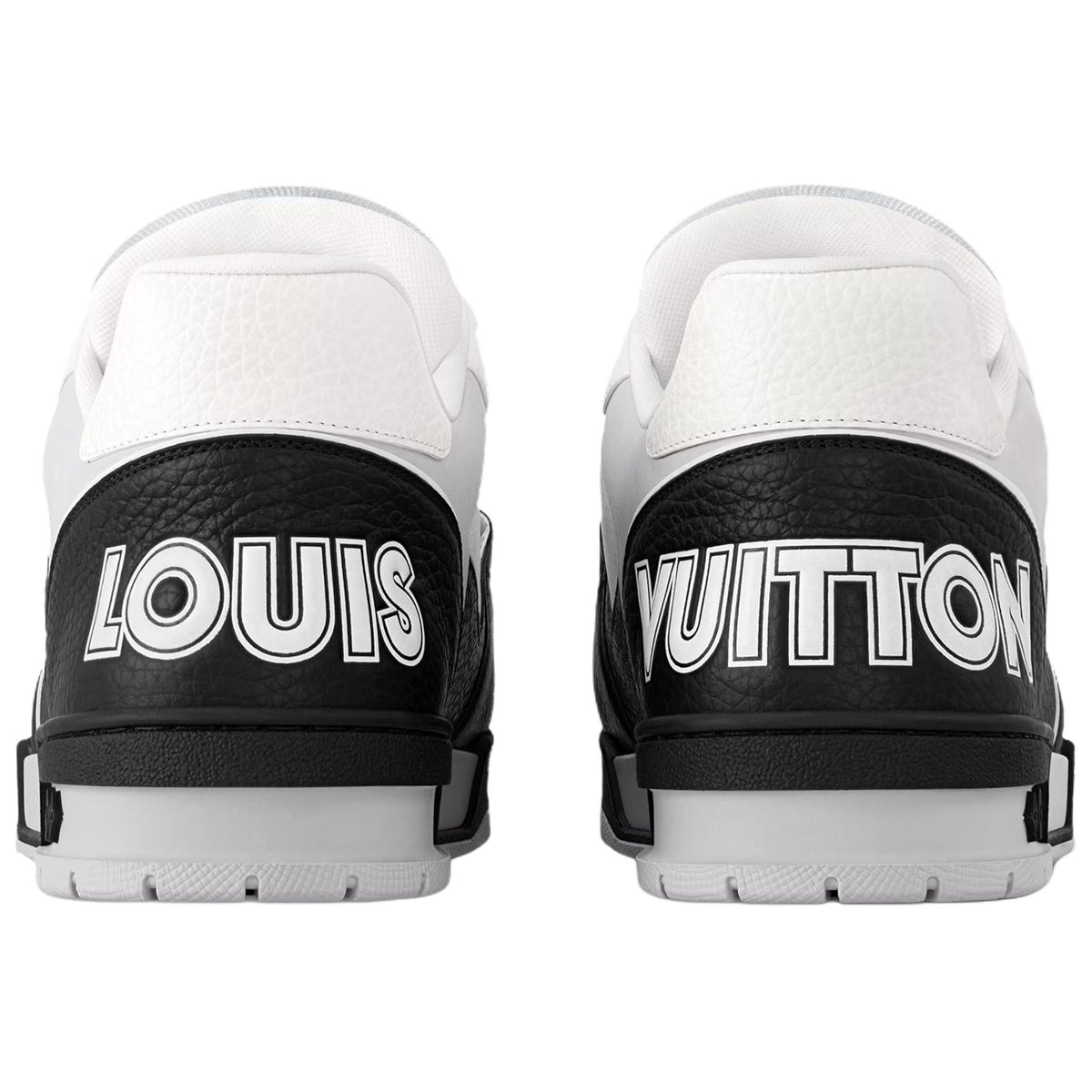 LOUIS VUITTON Trainer Men's Black & White Leather Strap Sneakers