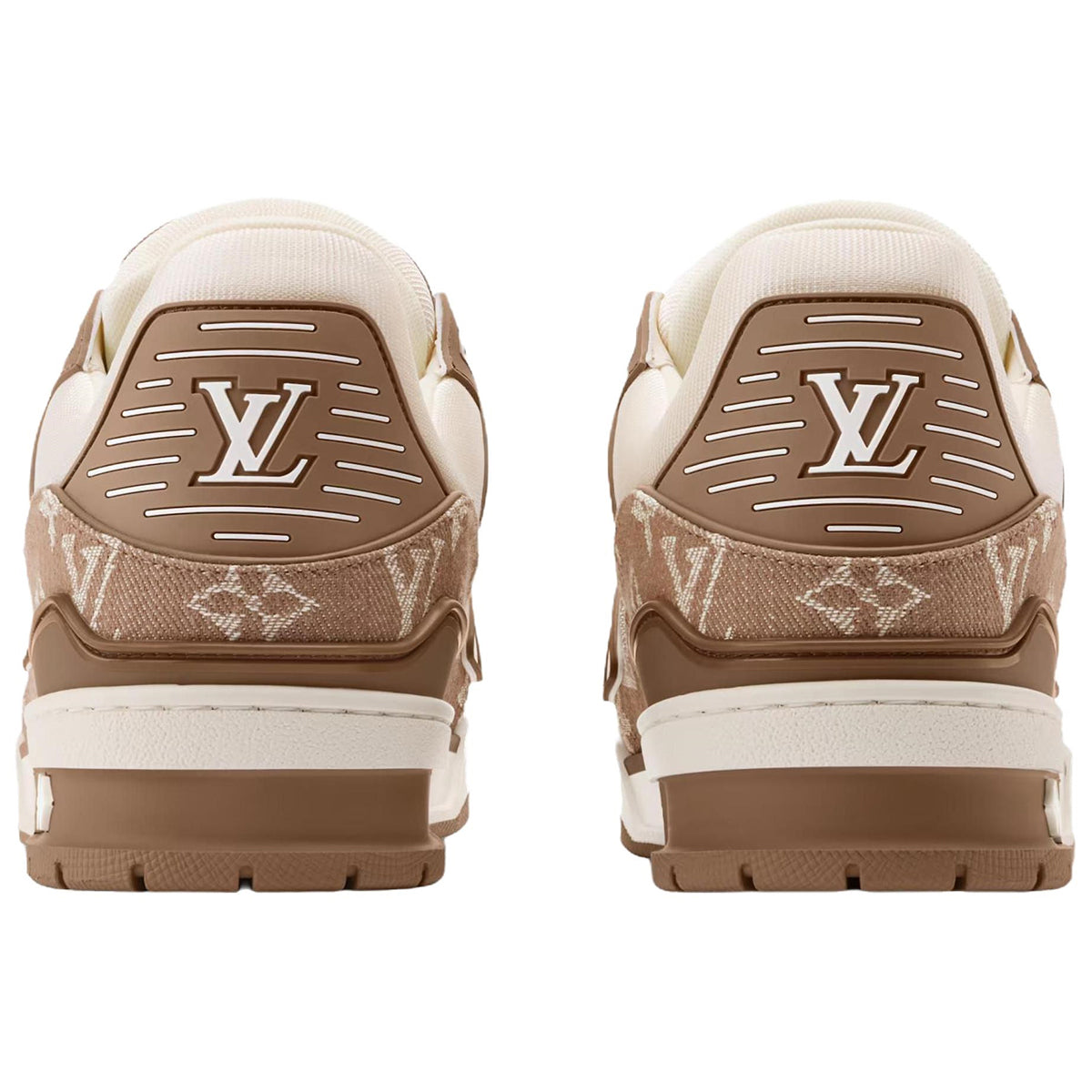 Louis Vuitton Trainer Men's Beige & Brown Denim and Leather Sneakers