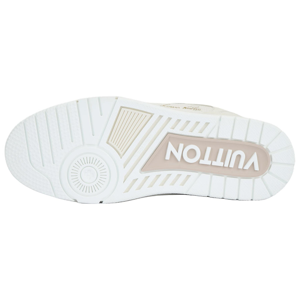 LOUIS VUITTON Trainer Men's White & Beige Suede Sneakers