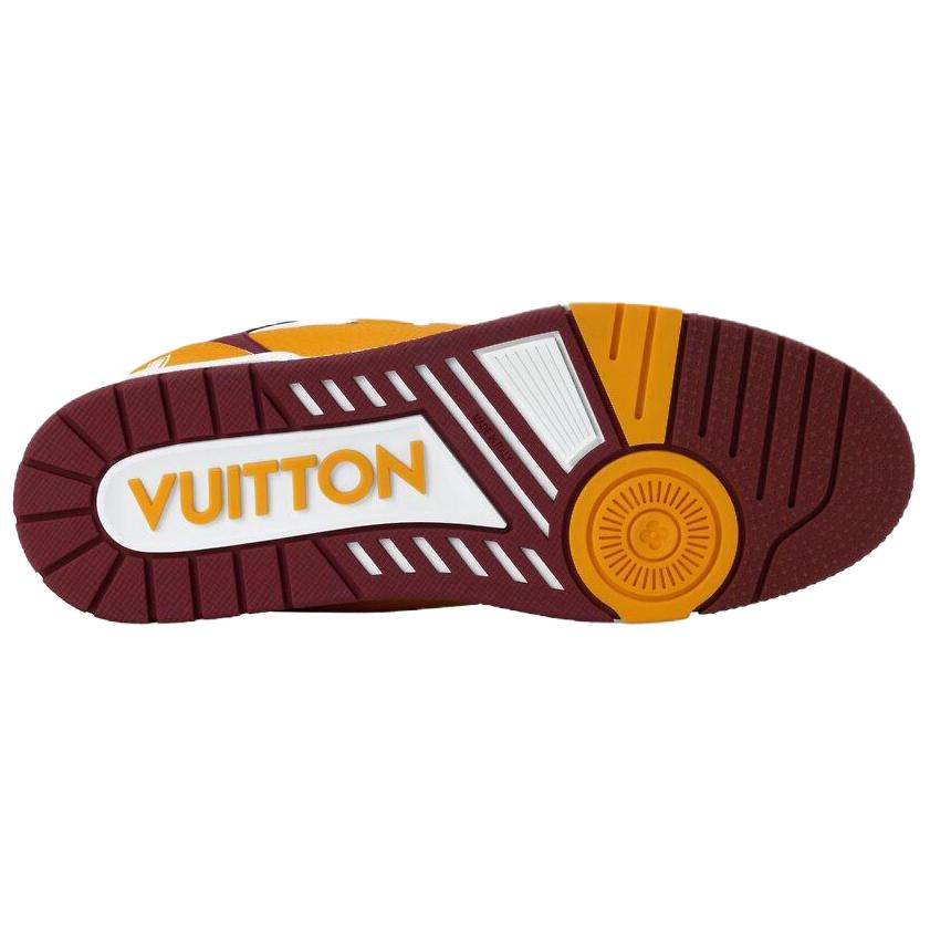 LOUIS VUITTON Trainer Men's White & Yellow Calfskin Strap Sneakers
