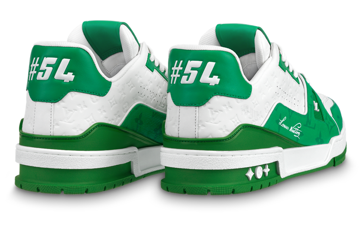 LOUIS VUITTON Trainer Unisex Green & White Leather Sneakers