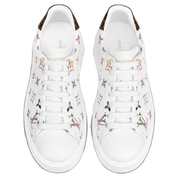 LOUIS VUITTON Time Out Women's White Multicolor Monogram Leather Platform Sneakers