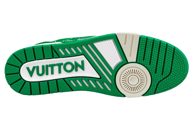 LOUIS VUITTON Trainer Green & White Monogram Sneakers
