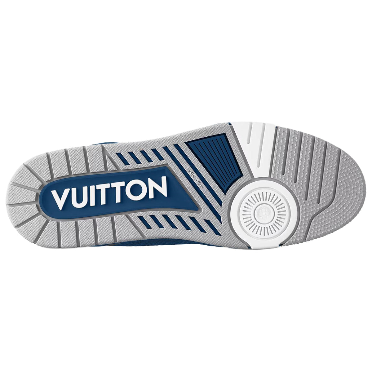 Louis Vuitton Trainer Men's Blue & White Calfskin Sneakers with Floral Motif