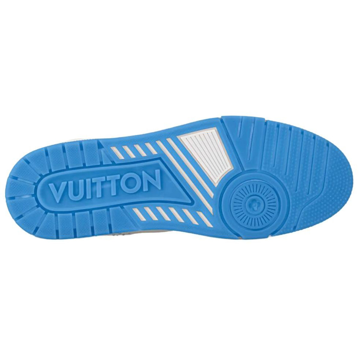 Louis Vuitton Trainer Men's White & Blue Grained Calfskin Sneakers
