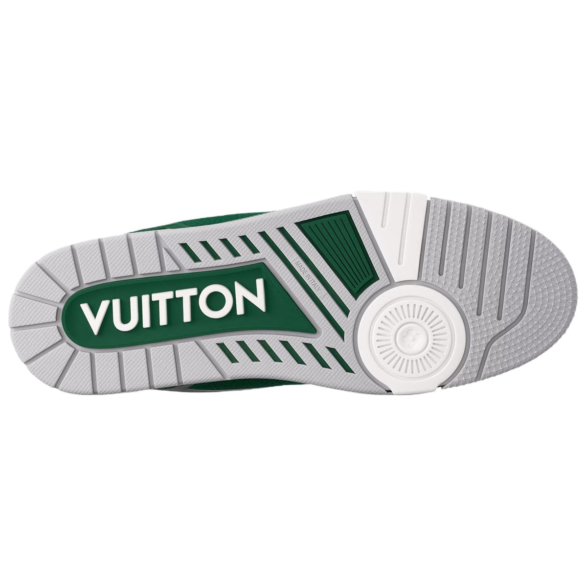 LOUIS VUITTON Trainer Men's Green & White Leather Strap Sneakers