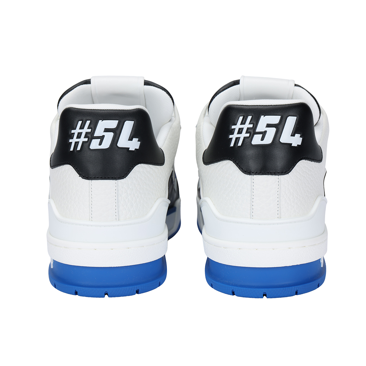Louis Vuitton Trainer Men's Low-Top Leather Sneakers, White, Black & Blue