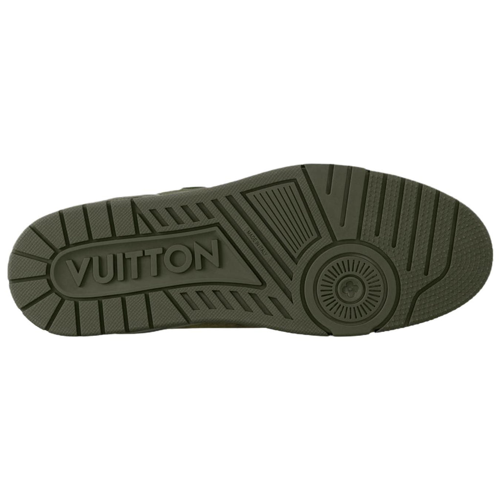 LOUIS VUITTON Trainer Men's Olive Green & Beige Low-Top Sneakers