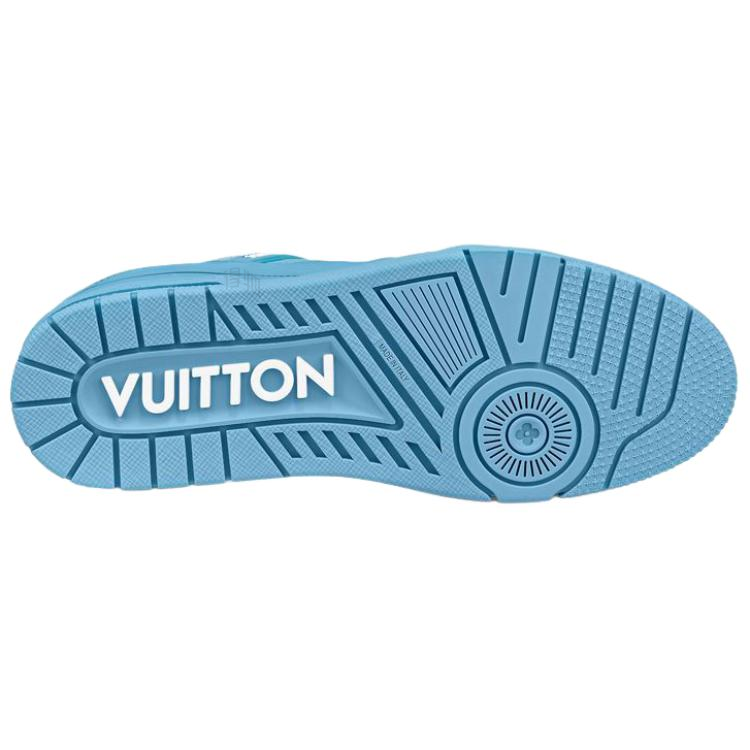 LOUIS VUITTON Trainer Unisex Light Blue Leather Sneakers