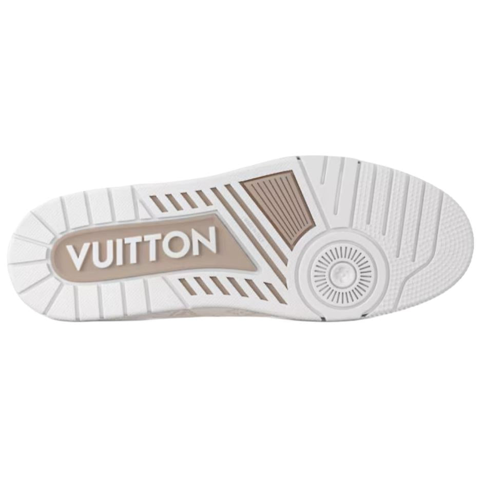 LOUIS VUITTON Trainer Unisex Cream Monogram Leather Strap Sneakers