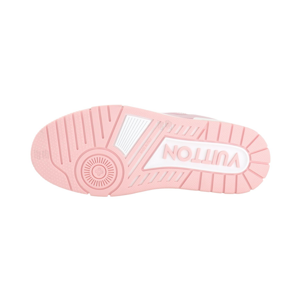 LV Trainer Unisex Low-Top Sneakers, Rose Pink & White