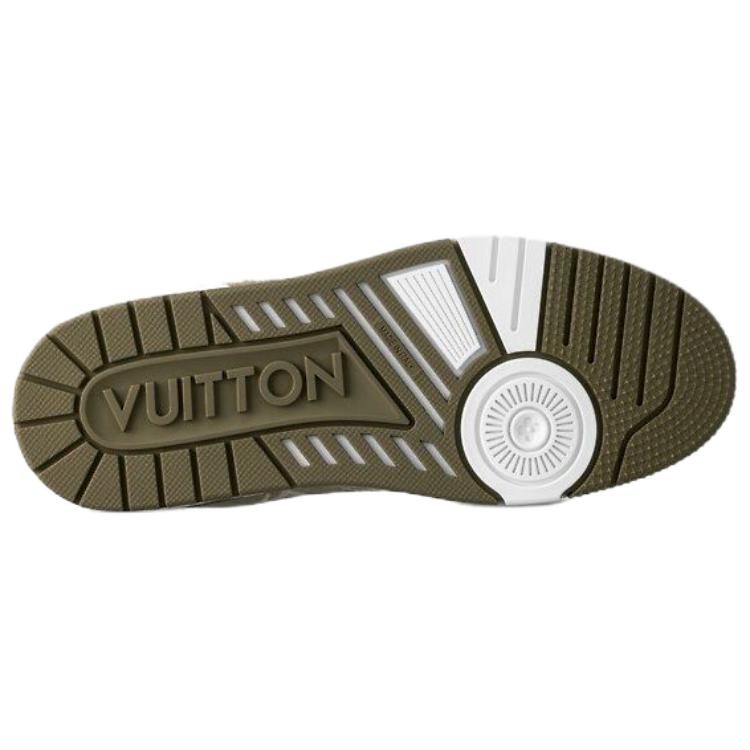 LOUIS VUITTON Trainer Women's Olive Green & White Monogram Sneakers