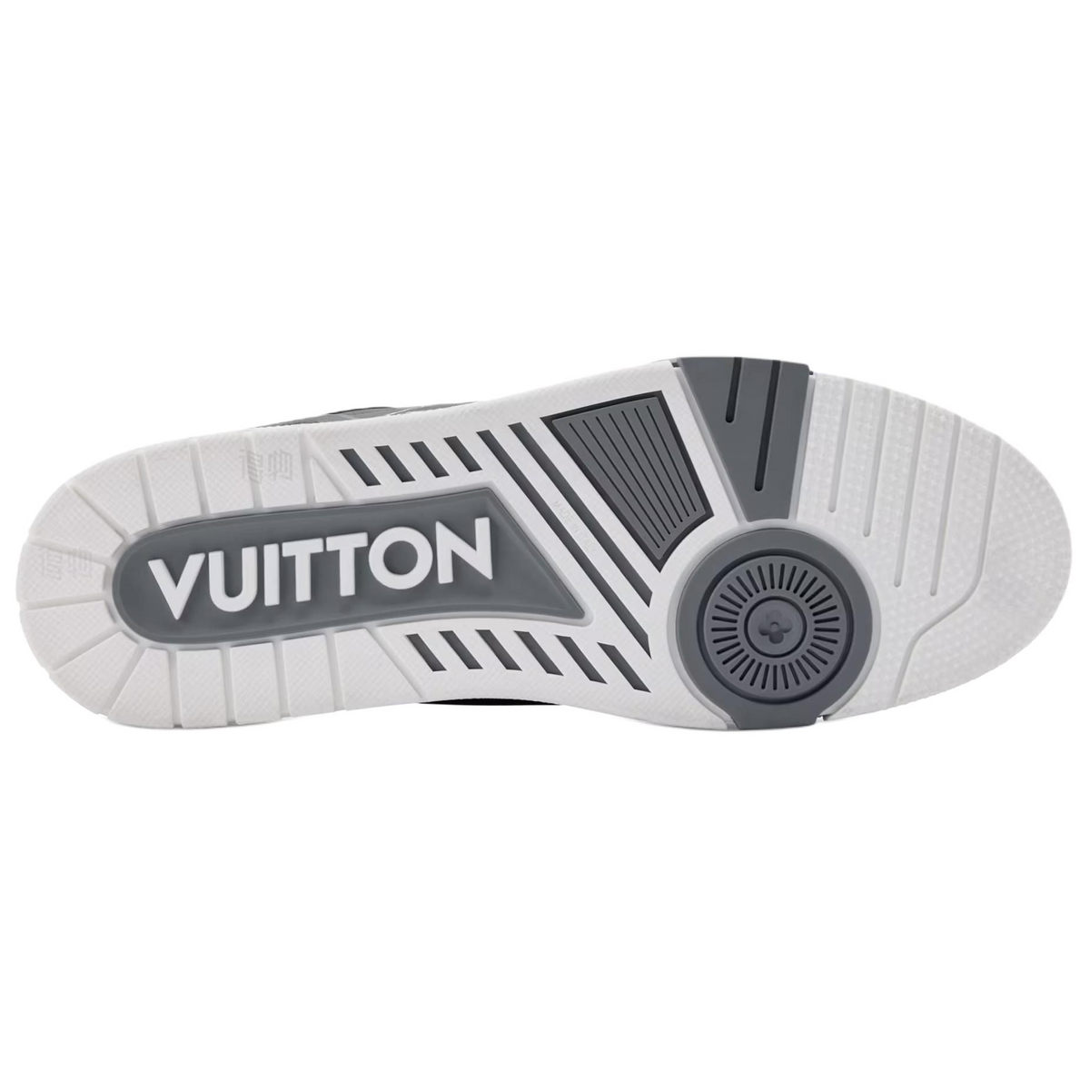 LOUIS VUITTON Trainer Men's Grey Calfskin Strap Sneakers