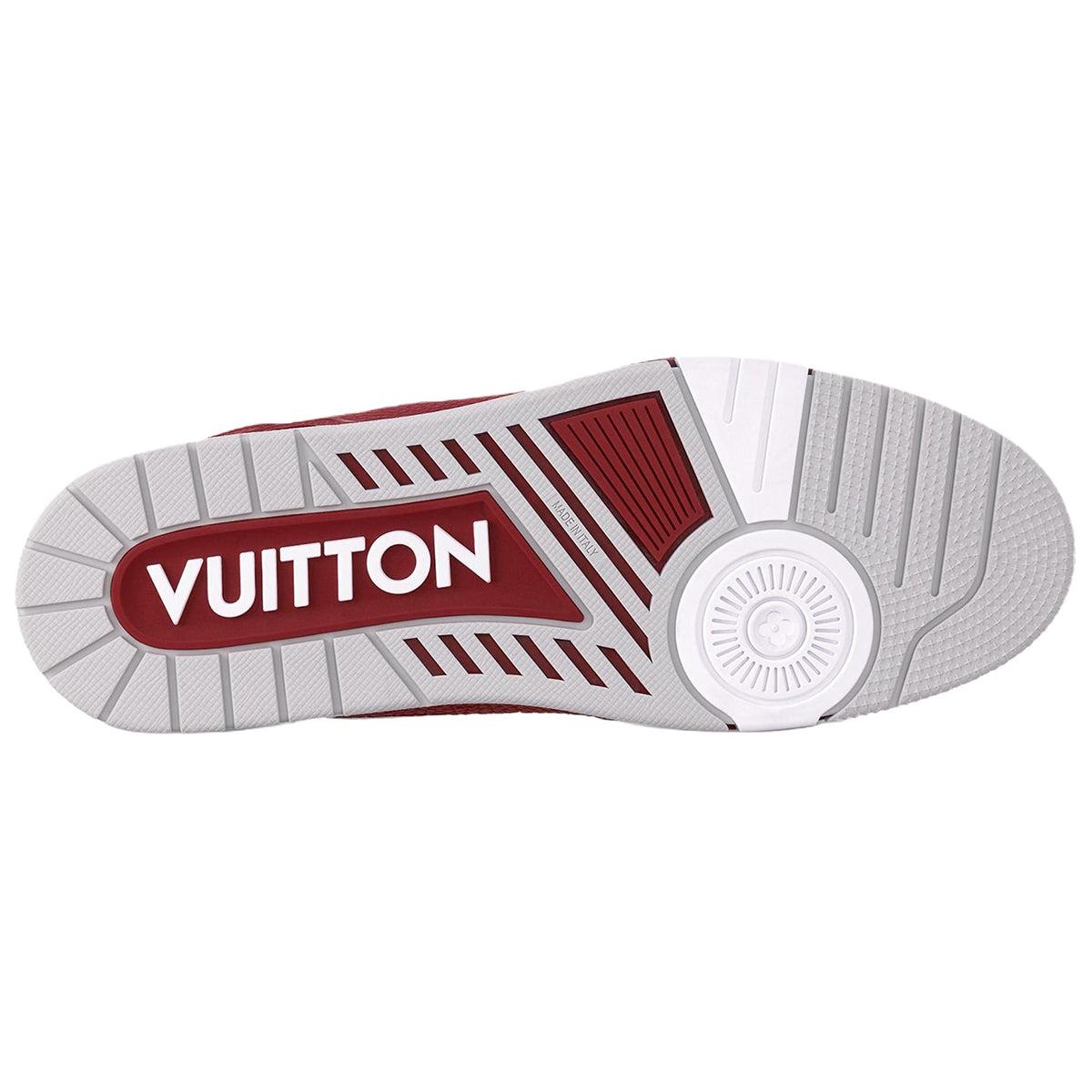 Louis Vuitton Trainer Men's Red & White Calfskin Sneakers with Floral Motif
