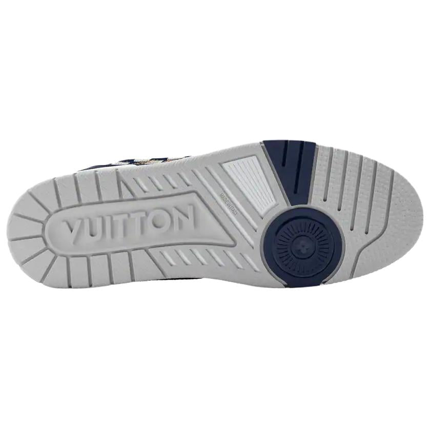 LOUIS VUITTON x Nigo Trainer Unisex White & Navy Checkered Sneakers