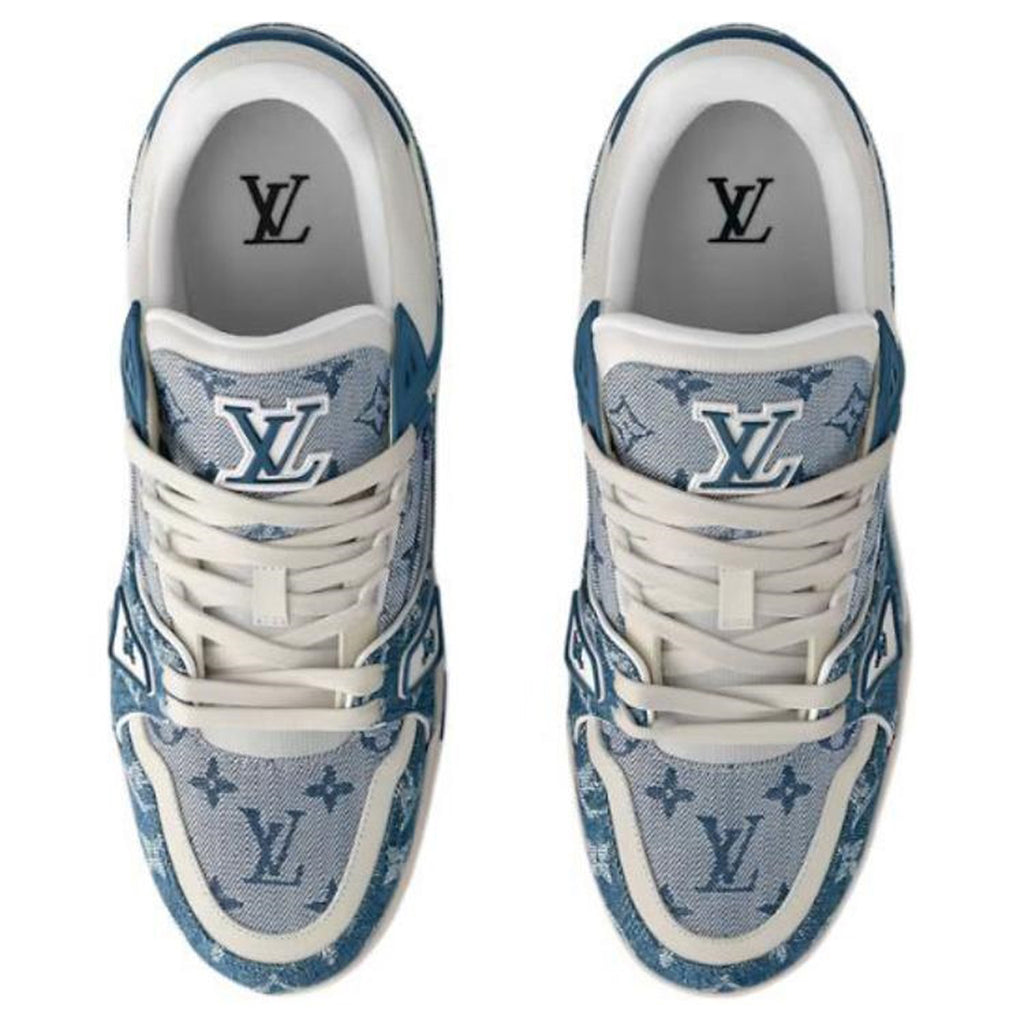 Louis Vuitton Trainer Unisex Low-Top Leather Sneakers, Blue & White