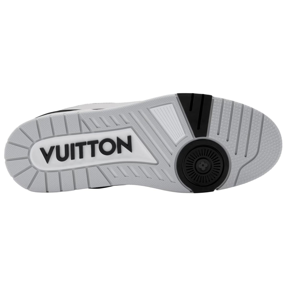 Louis Vuitton Trainer Men's White & Black Grained Calfskin Sneakers