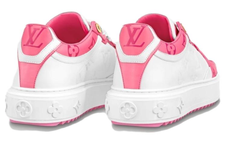 LOUIS VUITTON Time Out Women's White & Pink Leather Platform Sneakers