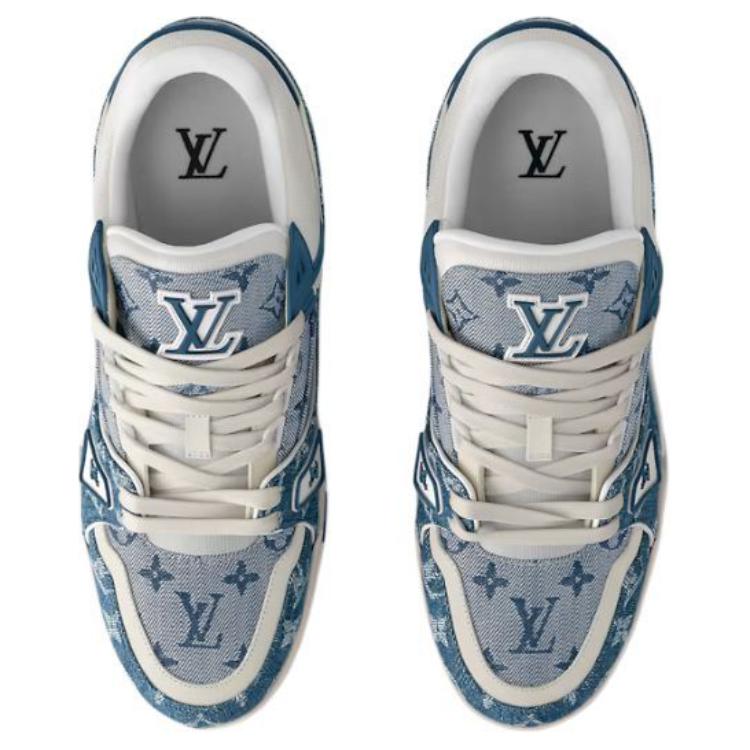 LOUIS VUITTON Trainer Unisex Blue & White Monogram Sneakers